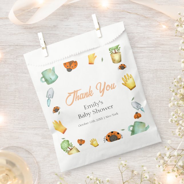 Bolsa De Papel Rústica vegetación Ladybug Garden Baby Shower (Cortado)