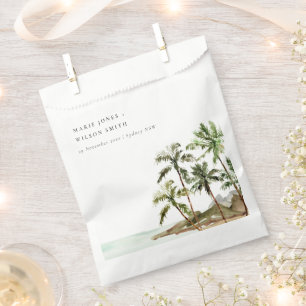 Bolsa De Papel Rústico Boda de arena de palmeras tropicales