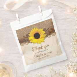 Bolsa De Papel Rústico Burlap Lace Wood Sunflower Boda