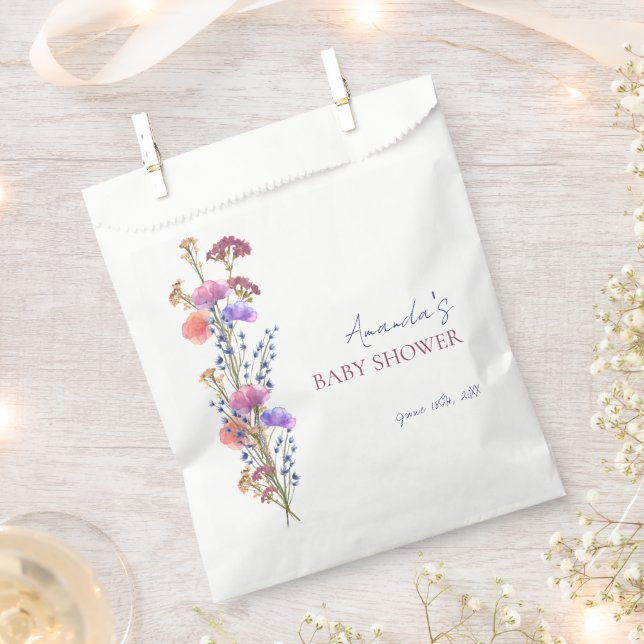 Bolsa De Papel Rústico Delicate Acrílico Floral Bouquet Baby Show (Cortado)