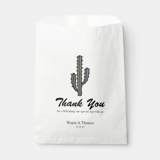 Bolsa De Papel Rústico Gracias Cactus Boda Treat (Anverso)