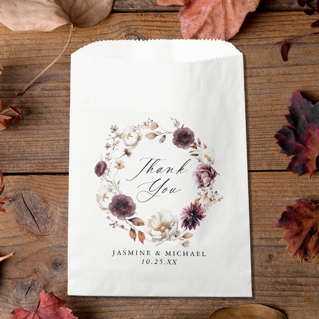 Bolsa De Papel Rústico otoño Marsala Boda Floral Gracias (Subido por el creador)