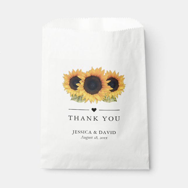 Bolsa De Papel Rústico País Girasol Gracias Boda (Anverso)