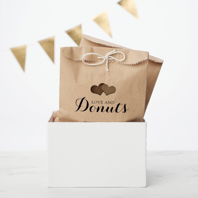 Bolsa De Papel Rústico País Kraft Boda amor y donuts (Fiesta)