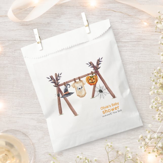 Bolsa De Papel Rústico Pequeño Boo Ropa Halloween Baby Shower (Cortado)
