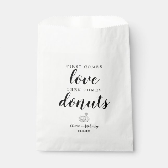 Bolsa De Papel Rústico primero llega el amor a los donuts dulce B (Anverso)