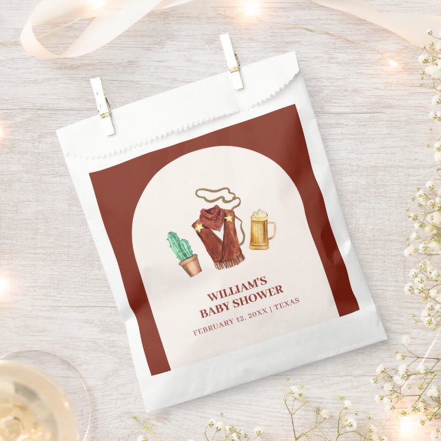 Bolsa De Papel Rústico Rodeo Cactus Beer Arch Baby Shower (Cortado)