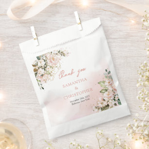 Bolsa De Papel Rústico rubor rosa rosas eucalipto verde oro