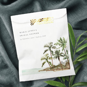Bolsa De Papel Rústico Tropical Palm Tree Beach Sand Bridal Showe