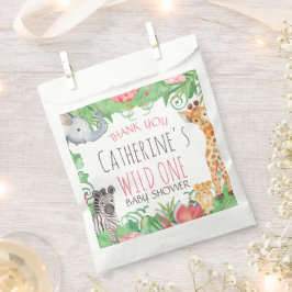 Bolsa De Papel Safari Animal Topic Floral Baby Shower Gracias