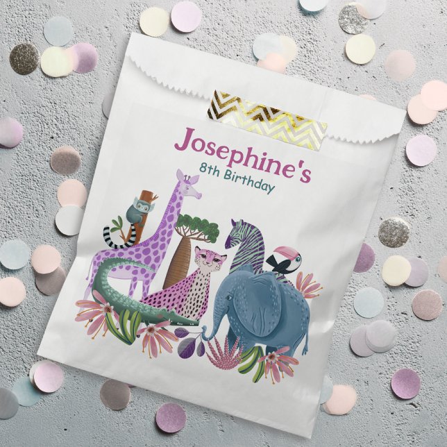Bolsa De Papel Safari animals jungle birthday girl custom (Subido por el creador)