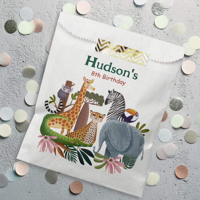 Bolsa De Papel Safari animals jungle birthday watercolor  (Subido por el creador)