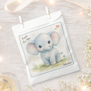 Bolsa De Papel Safári del Elefante Azul Celebración de Baby Showe