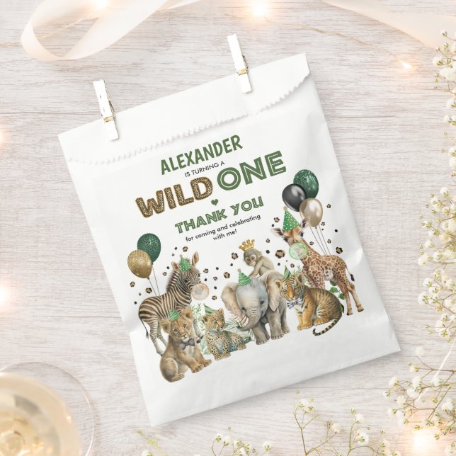 Bolsa De Papel Safari Jungla Fiesta salvaje Animales Niños Cumple (Cortado)