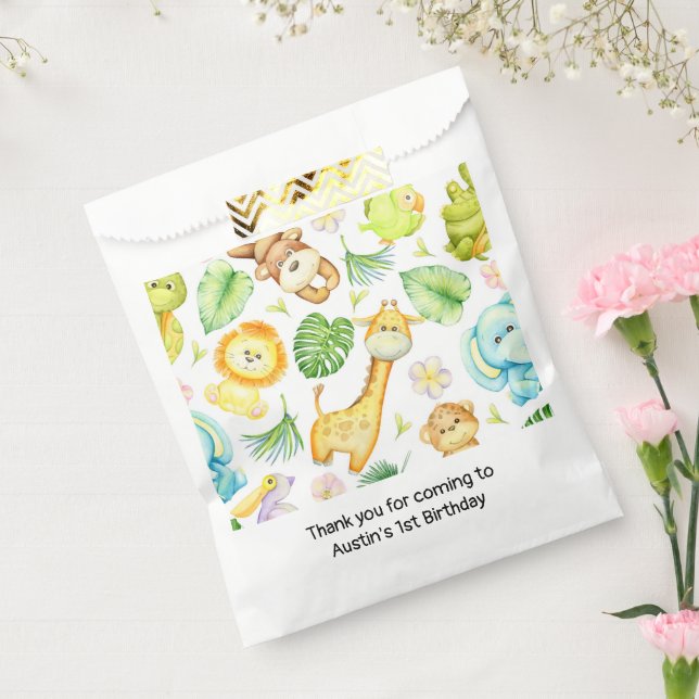 Bolsa De Papel Safari Jungle Animals Birthday Baby Shower (Sellado)