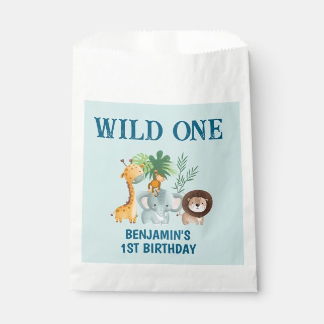 Bolsa De Papel Safari Wild One 1st Birthday Party  (Anverso)