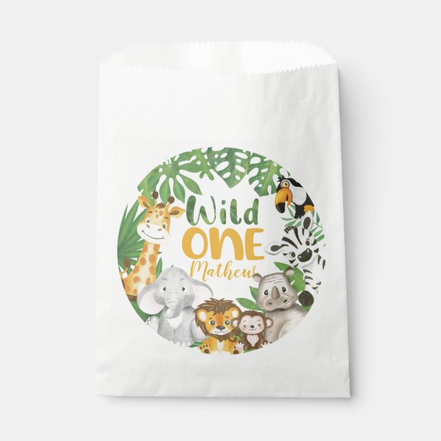 Bolsa De Papel Safari Wild ONE animales de bebé jungla (Anverso)