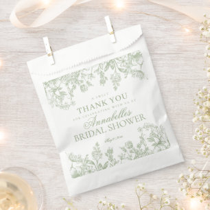 Bolsa De Papel Sage Chinoiserie Floral Bridal Shower Dessert