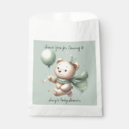 Bolsa De Papel Sage Green Bear Baby Shower Mom To Be