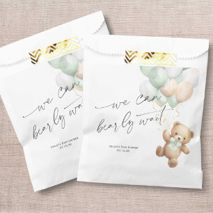 Bolsa De Papel Sage Green Bearly Wait Modern Neutral baby Shower
