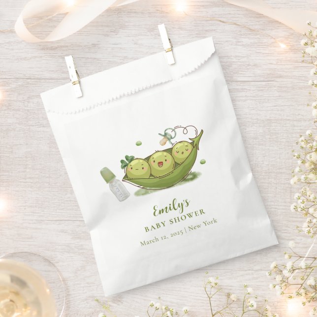 Bolsa De Papel Sage Green Pacifier Sweet Pea In Pod Baby Shower (Cortado)