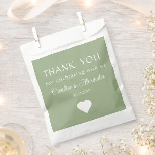 Bolsa De Papel Sage Green Simple Elegant Moderno Boda de guión