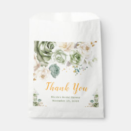 Bolsa De Papel Sage Green y Cream Floral Bridal Shower