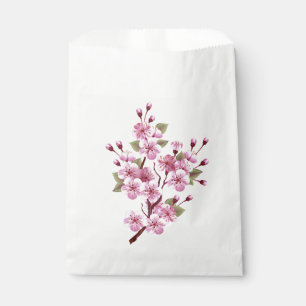 Bolsa De Papel Sakura rosa sobre fondo de pintura
