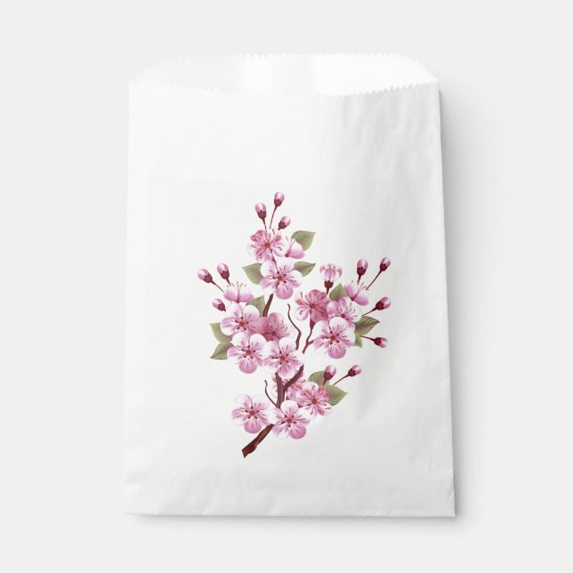 Bolsa De Papel Sakura rosa sobre fondo de pintura (Anverso)