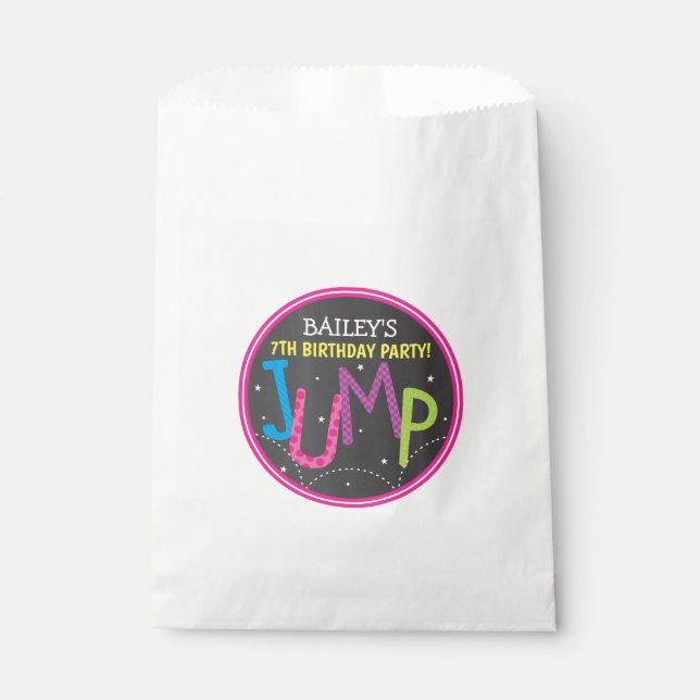 Bolsa De Papel Saltar al Chica Trampoline Partido del Cumpleaños  (Anverso)