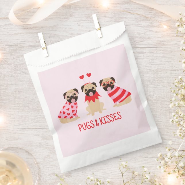 Bolsa De Papel Saltos Y Besos Perros De Pug Cute (Cortado)