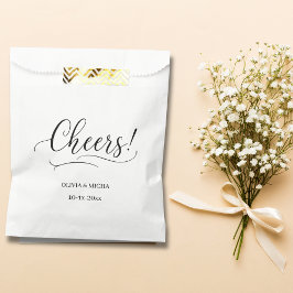 Bolsa De Papel ¡Saludos! simple y elegante Script White Wedding F