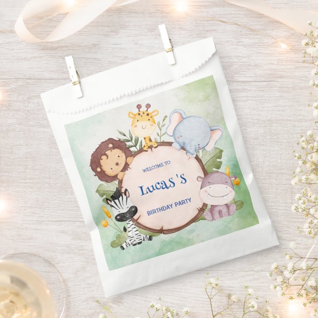 Bolsa De Papel salvaje una fiesta de cumpleaños jungle safari cum (Cortado)