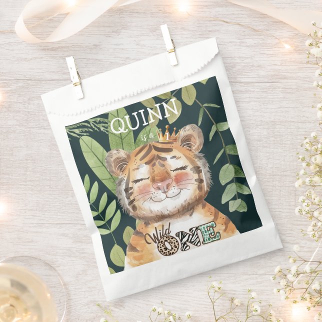 Bolsa De Papel Salvaje Una Jungla Animales Safari Primer cumpleañ (Cortado)