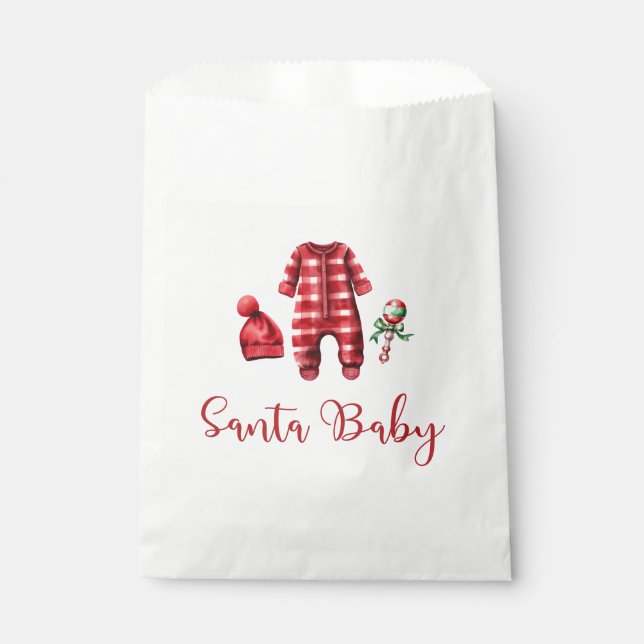 Bolsa De Papel Santa Bebé Baby Shower de Navidad (Anverso)