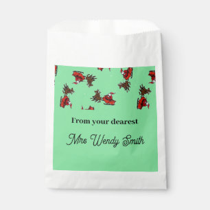 Bolsa De Papel Santa Claus con astucia en lo verde