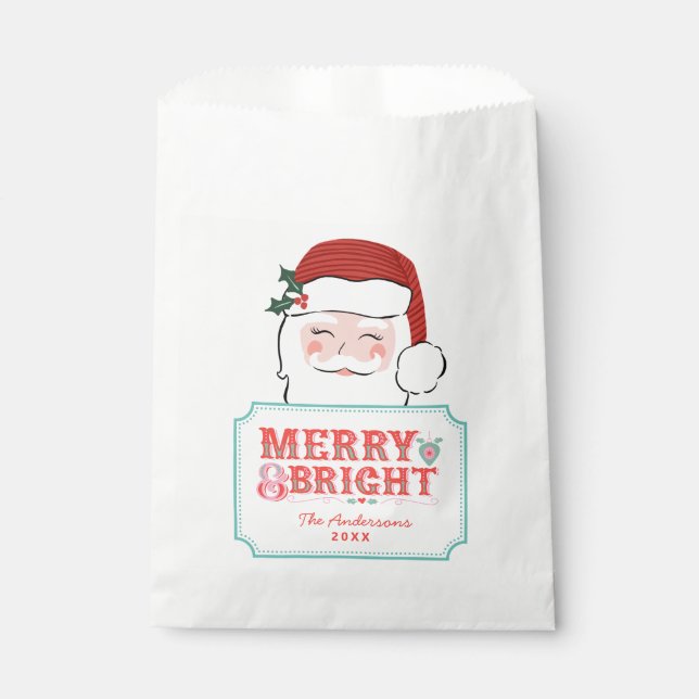 Bolsa De Papel Santa Rosa y Roja | Merry y Bright (Anverso)