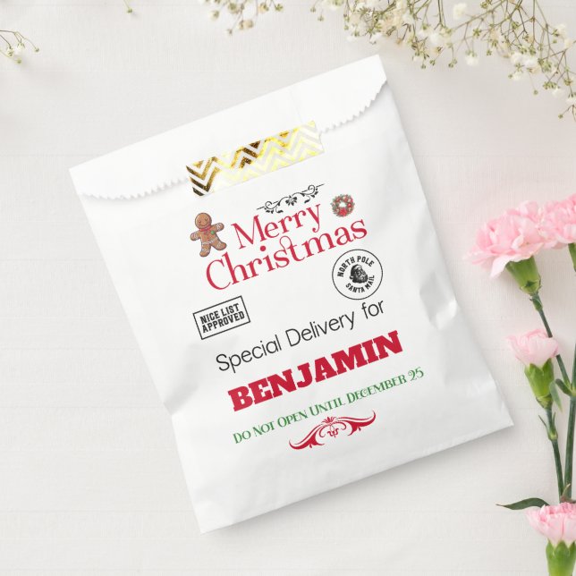 Bolsa De Papel Santa Sack North Polo entrega Feliz Navidad (Sellado)