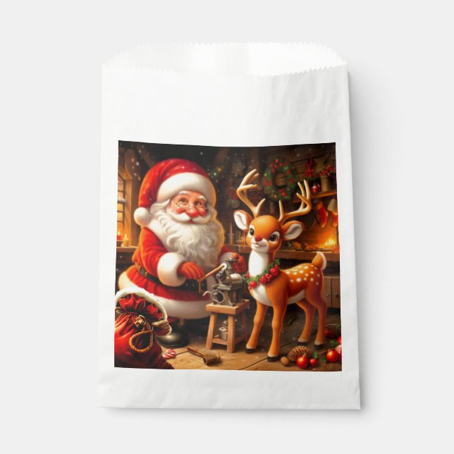 Bolsa De Papel Santa y reno (Anverso)