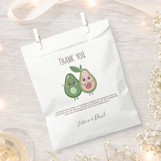Bolsa De Papel Santo Guacamole Aguacate Rosa Baby Shower (Cortado)