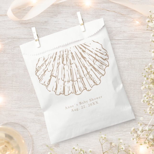 Bolsa De Papel Scallop Shell Elegant Calligraphy Baby Shower (Cortado)