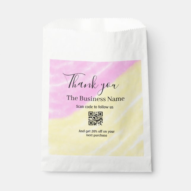 Bolsa De Papel Scan QR to follow us thank you discount code pink  (Anverso)