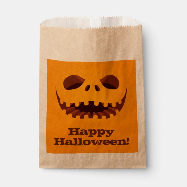 Bolsa De Papel Scary Jack o' Lantern Face Halloween (Anverso)