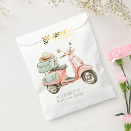 Bolsa De Papel Scooter Costero Rosa y Aqua Adorable