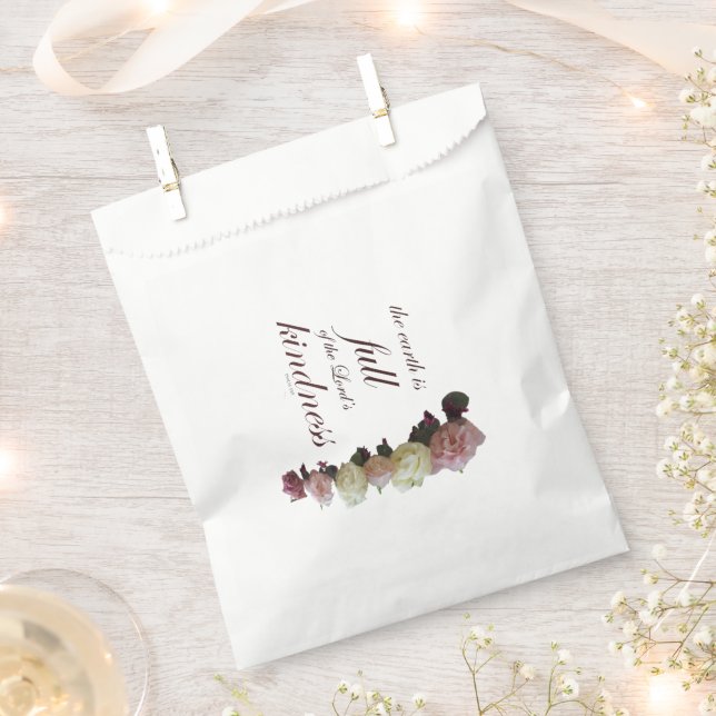 Bolsa De Papel Scripture, Psalm 33, White and Pink Roses (Cortado)