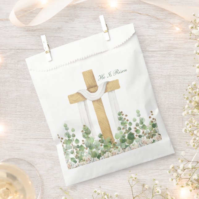 Bolsa De Papel Se Levanta La Pascua Cristiana Personalizada (Cortado)
