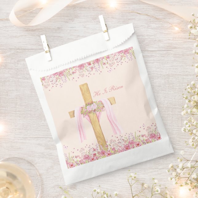 Bolsa De Papel Se Levanta La Pascua Cristiana Personalizada (Cortado)