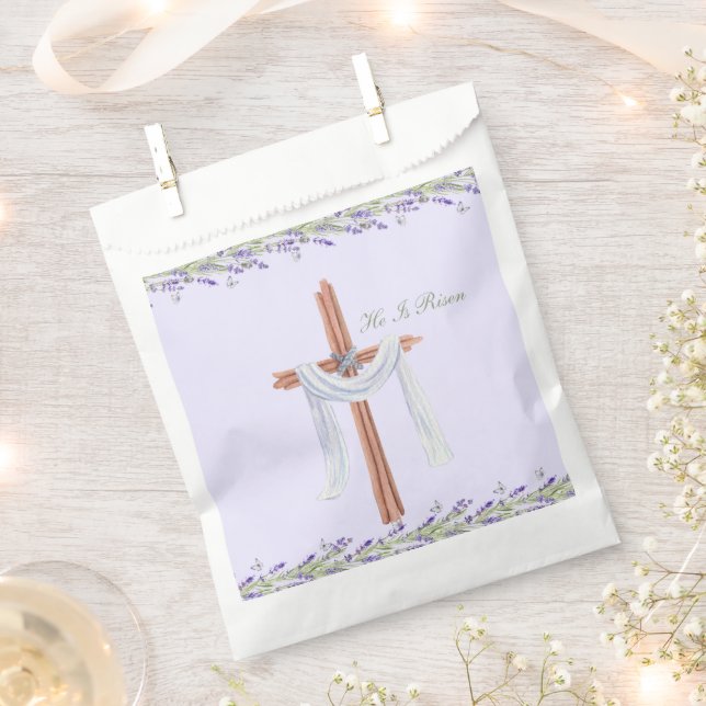 Bolsa De Papel Se Levanta La Pascua Cristiana Personalizada (Cortado)