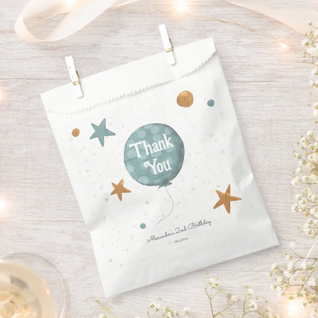 Bolsa De Papel Segundo cumpleaños de Cute Blue Balloon (Cortado)