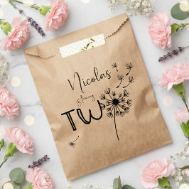 Bolsa De Papel Segundo cumpleaños de Dandelion monocromático